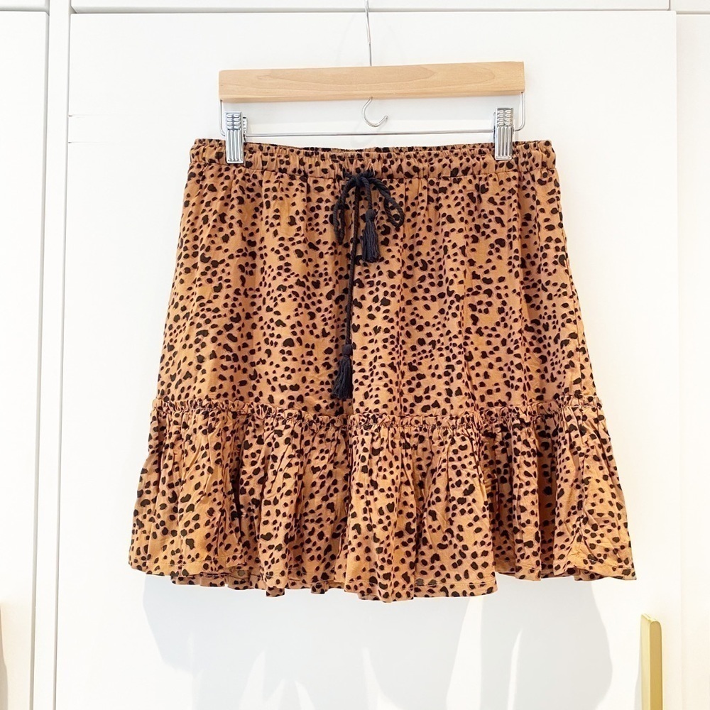 𝅺cotton On Leopard Print Ruffle skirt with tassels